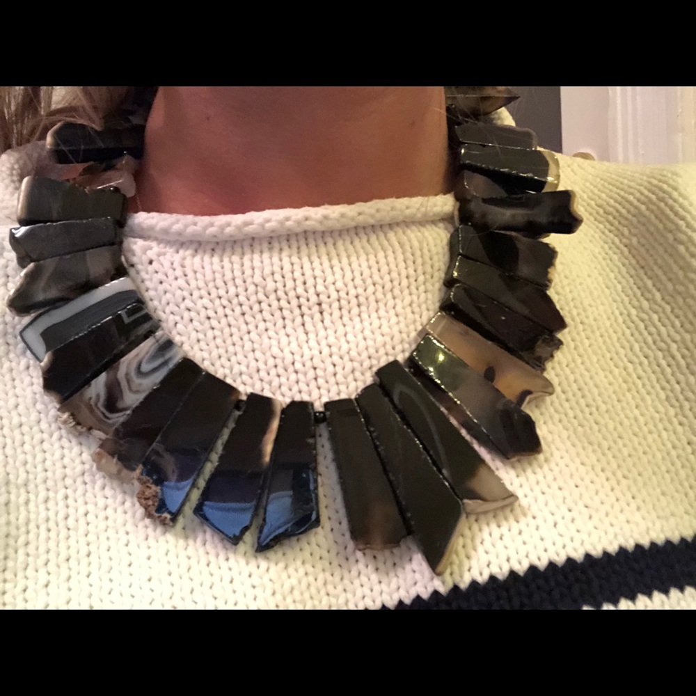 Black Stone Statement Necklace